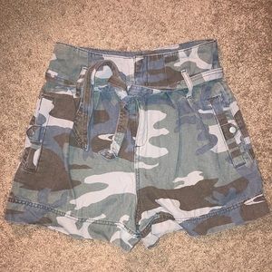 High Waisted Topshop Camo Shorts